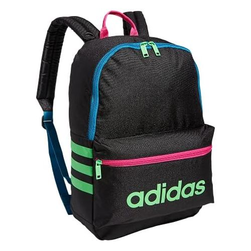 아디다스 adidas Boys Youth Classic 3S Backpack, Black/Screaming Green, One Size