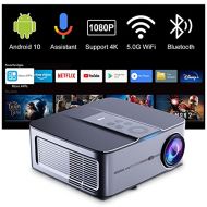 Smart Projector 5G WiFi Bluetooth, Artlii Play3 Outdoor Movie Projector 4K Supported, Android TV 10, Google Voice Assistant, Full HD Native 1080P Projector with Built-in Netflix, Y