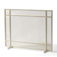 BNFD Gold Wrought Iron Heavy Duty Fireplace Screen with Mesh Cover, Single Panel Baby Pet Spark Guard for Wood Burning Stove, 24cm Wide
