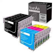 NoahArk 12 Packs T127 Remanufacture Ink Cartridge Replacement for Epson 127 T127 Use for Workforce 545 845 645 WF-3520 WF-3540 WF-7010 WF-7510 WF-7520 NX530 NX625 (6 Black 2 Cyan 2