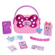 Just Play Disney Junior Minnie Happy Helpers Bag Set, 9 Piece Pretend Play Purse with Lights and Sounds Cell Phone, Sunglasses, and Accessories