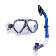XWWS Scuba Mask Snorkel Set, Snorkeling Dive Glasses, Free Diving Tempered Glass Goggles - with Dry Snorkel,for Diver and Adult