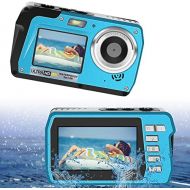 [아마존베스트]LongOu Underwater Camera 2.7 K 48 MP Underwater Camera Selfie Dual Screens 16X Digital Zoom Digital Camera Waterproof for Snorkelling, Blue