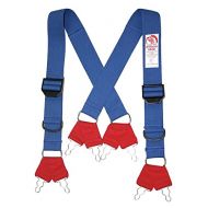 MORNING PRIDE Fire Fighting Pant Suspenders, Blue/Red, Non Flame Resistant Cotton and Elastic Webbing, Regular