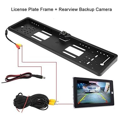  Kimiss Licence Plate with Camera, Car Licence Plate Holder with 140° Full HD Reversing Camera, IP67 Waterproof, with Infrared IR Support, Night Vision Mode, A