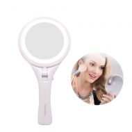 AOLVO Lighted Magnifying Mirror Vanity Mirror Tiny Handheld Lighted Makeup Mirror for Vanity Desk or Tabletop with 8Pcs Lights & 10X Magnification for Vanity Desk Tabletop,White