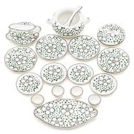 Odoria 1:12 Miniature 17Pcs Porcelain Dinnerware Set Plates Dishes Bowls Plum Blossom Dollhouse Kitchen Food Accessories