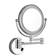 BYCDD Cosmetic Mirror with Light and Magnification Wall Mount, Folding Beauty Makeup Vanity Mirror, for Bathroom Bedroom,Silver_8 inch