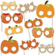 Big Dot of Happiness Pumpkin Patch Glasses and Masks - Paper Card Stock Fall or Thanksgiving Party Photo Booth Props Kit - 10 Count