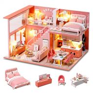 GuDoQi DIY Miniature Dollhouse Kit, Mini Dollhouse Kit with Furniture, Tiny House Kit Plus Dust Cover, DIY Miniature Kits to Build for Mothers Day, Birthday, Sweet Angel
