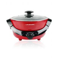 LIVEN Liven HG-S480A Dual Sided Electric Hot Pot with Divider, Shaba Shabu Non-stick, 1200W, Red