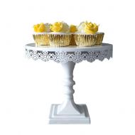Botitu Pedestal Cake Stand, 10 inch White Decorative Dessert Stand and Tray for Tea, Birthday and Wedding Party Cupcake Display, Perfect for Showing Cookies, Brownies, Muffins and Cake Pl