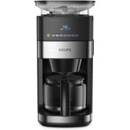 Krups KM8328 Grind Aroma Filter Coffee Machine with Grinder, 180 g Bean Container, 1.25 L Capacity for 15 Cups of Coffee, Auto-Off Function, 3 Grinding Levels, 24 Hour Timer, Black