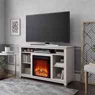 HomeTeks Tv Fireplace Stand Electric Fireplace Tv Stand-Tv Stand for 55 Inch Tv with Fireplace, Ivory Pine-Turn Up The Ambiance of Your Room