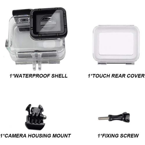  ParaPace Waterproof Housing Case for GoPro Hero 7 White/Silver,Protective 45m Underwater Dive Case Shell with Replaceable Touch Back Cover for GoPro Camera Accessories