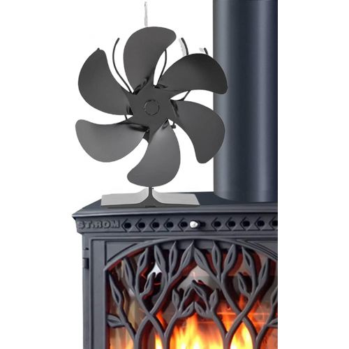  MagiDeal Large 5/6/7 Blade Heat Powered Wood Stove Eco Friendly Fan Ultra Quiet Fireplace Wood Log Burning Fan for Efficient Heat Distribution ? Black 165x188mm 6 Blade