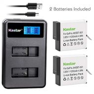Kastar Battery 2 Packs & LCD Dual Slim Charger for GoPro HERO5, Hero 5 Black, Gopro5 and GoPro AHDBT-501, AHDBT501, AHBBP-501 Sport Camera (Compatible with Firmware v01.57, v01.55