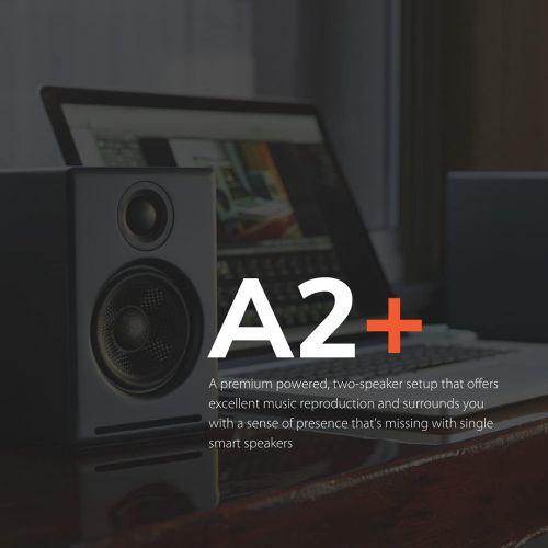  Audioengine A2+ Plus Wireless Speaker Bluetooth Desktop Monitor Speakers Home Music System aptX Bluetooth, 60W Powered Bookshelf Stereo Speakers AUX Audio, USB, RCA Inputs,16-bit D
