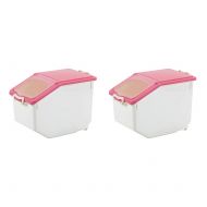 Haoun 2 Pack Rice Storage Container,10KG/22lb Airtight Cereal Container Grain Organizer Box with Measuring Cup- Pink