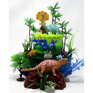 Prehistoric Deluxe DINOSAUR 18 Piece Birthday CAKE Topper Set Featuring Random Dinosaur Figures, Themed Decorative Accessories, Dinosaurs Average 1/2 to 4 Inches Tall