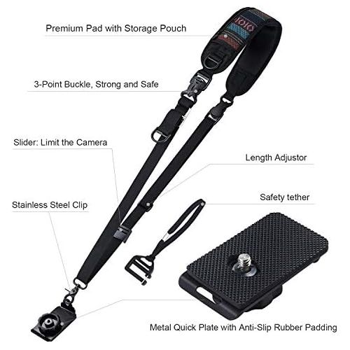  waka Camera Neck Strap with Quick Release and Safety Tether, Adjustable Camera Shoulder Sling Strap for Nikon Canon Sony Olympus DSLR Camera - Retro
