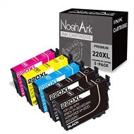 NoahArk 5 Packs 220XL Remanufactured Ink Cartridge Replacement for Epson 220 XL T220XL High Yield for Workforce WF-2760 WF-2750 WF-2630 WF-2650 WF-2660 XP-320 XP-420 (Black, Cyan,
