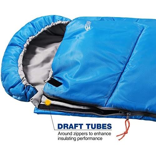  REDCAMP Kids Sleeping Bag for Camping, 32-77 Degree 3 Season Warm or Cold Weather Fit Boys, Girls & Teens Blue/Rose Red