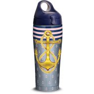 Tervis 1298879 Gold Anchor Stainless Steel Insulated Tumbler with Navy with Gray Lid, 24oz Water Bottle, Silver