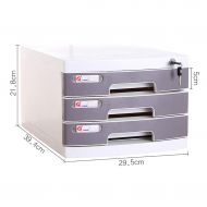 ZCCWJG Storage Drawer Desk Storage Box Lock File Cabinet A4 Office Gray (Size: 394 295 430mm) (Size : B)