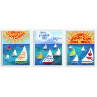 The Kids Room by Stupell You are My Sunshine Sailboats 3-Pc Rectangle Wall Plaque Set, 11 x 0.5 x 15, Proudly Made in USA