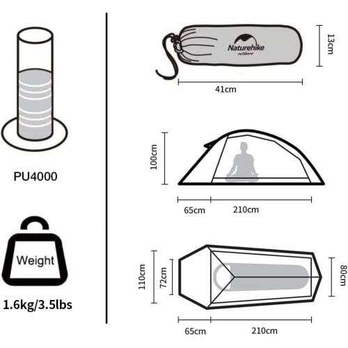  [아마존베스트]Naturehike Cloud-Up 1, 2 and 3 Person Lightweight Backpacking Tent with Footprint - 20D 3 Season Free Standing Dome Camping Hiking Waterproof Backpack Tents