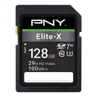 PNY 128GB Elite-X Class 10 U3 V30 SDXC Flash Memory Card - 100MB/s, Class 10, U3, V30, 4K UHD, Full HD, UHS-I, Full Size SD