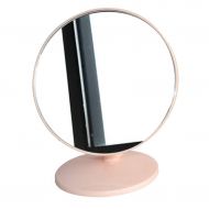 LQY Large Round Table Mirror,Makeup Mirror,Rotatable,Easy to Carry,Dormitory Cute Pink Vanity Mirror,Pink