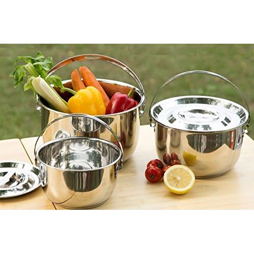 Wealers Stainless Steel Camping Cookware Set - Compact Campfire Family Cooking Pots and Pans | Camp Travel Tote Bag | Rugged Outdoor Cook Set Great for Outdoors Rv Jeeping BBQs