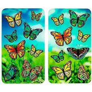 [아마존베스트]Wenko Set of 2 Universal Butterfly Hob Covers, for All Types of Hobs, Toughened Glass, 30 x 52 cm, Multicoloured