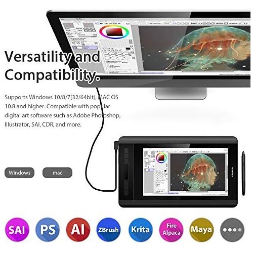  [아마존베스트]XP-PEN Artist 12 Graphics Tablet 11.6 Inch Pen Display HD 1920 x 1080 Battery-Free Pen with Eraser Remote Learning Home Office