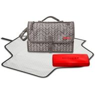 Skip Hop Pronto Signature Portable Changing Mat, Cushioned Diaper Changing Pad with Built-in Pillow, Grey Feather