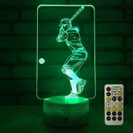 [아마존베스트]FlyonSea Baseball Light,Baseball Gifts Bedside Lamp 7 Colors Change + Remote Control with Timer Kids Night Light Optical Illusion Lamps for Boys Gift Ideas for Kids