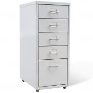 Mandycng Metal Filing Cabinet with 5 Drawers Gray Home Organizer
