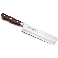 Yoshihiro VG-10 16 Layer Hammered Damascus Stainless Steel Nakiri Vegetable Knife (6.5 (165mm))