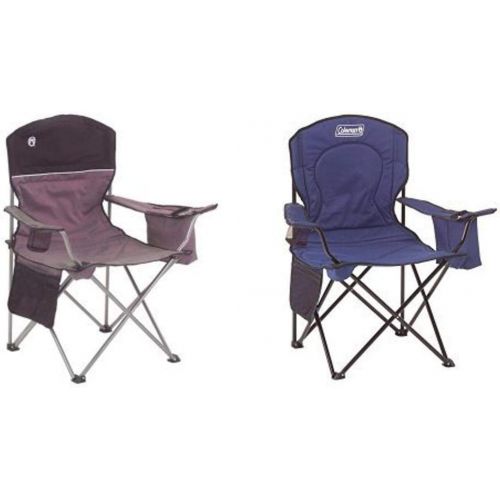 콜맨 Coleman 2000003082 Cooler Quad Chair Gray/Black and Coleman Oversized Quad Chair with Cooler Bundle