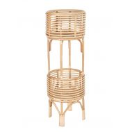 Kouboo Rattan Indoor Two-Tier Plant Stand, 28 inches, Natural