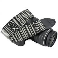 Wolven Pattern Canvas Camera Neck Shoulder Strap Belt Compatible With All DSLR/SLR/Men/Women etc, Black White Stripe
