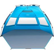 [아마존베스트]OutdoorMaster Pop Up 3-4 Person Beach Tent X-Large - Easy Setup, Portable Beach Shade Canopy Folding Sun Shelter with UPF 50+ UV Protection Removable Skylight Family Size