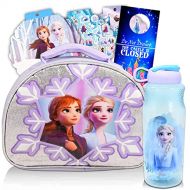 Classic Disney Frozen Anna And Elsa Lunch Bag Set For Toddlers, Kids 4 Pc Bundle with Insulated Lunch Box, Water Bottle, Stickers And Door Hanger (Frozen School Supplies)