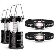 Vont The Ultimate Survival Bundle, 2 LED Lanterns + 2-Pack LED Spark Headlamps - Must-Have Light Set for Every Home, Car - Ideal for Use on Emergencies, Car Breakdown, Outages on H
