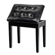 Bonnlo Padded Wooden Piano Bench with Music Storage Keyboard Stool Artist Benches Stool Tufted Seat,Black