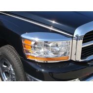 QAA fits 2006-2008 Dodge RAM (2 Piece Chrome Plated ABS Plastic Headlight Bezel, ABS/Chrome) HLB46935