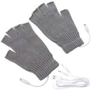 Abaodam 1 Pair USB Heated Mitten Unisex Gloves Winter Hands Warmer Fingerless Gloves-