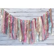 Modern Rag Quilts Shabby Chic Sparkle Cotton Candy Rag Tie Garland: ~ Photo Shoot ~ Wedding ~ Birthday ~ Nursery ~ Bridal Shower ~ Highchair Banner ~ Gender Reveal Parties ~ Decorations ~ Wall Decor